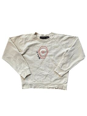 Parts + Labor Cream Away From Home Festival Crewneck Boxy Lip Graphic Sweatshirt